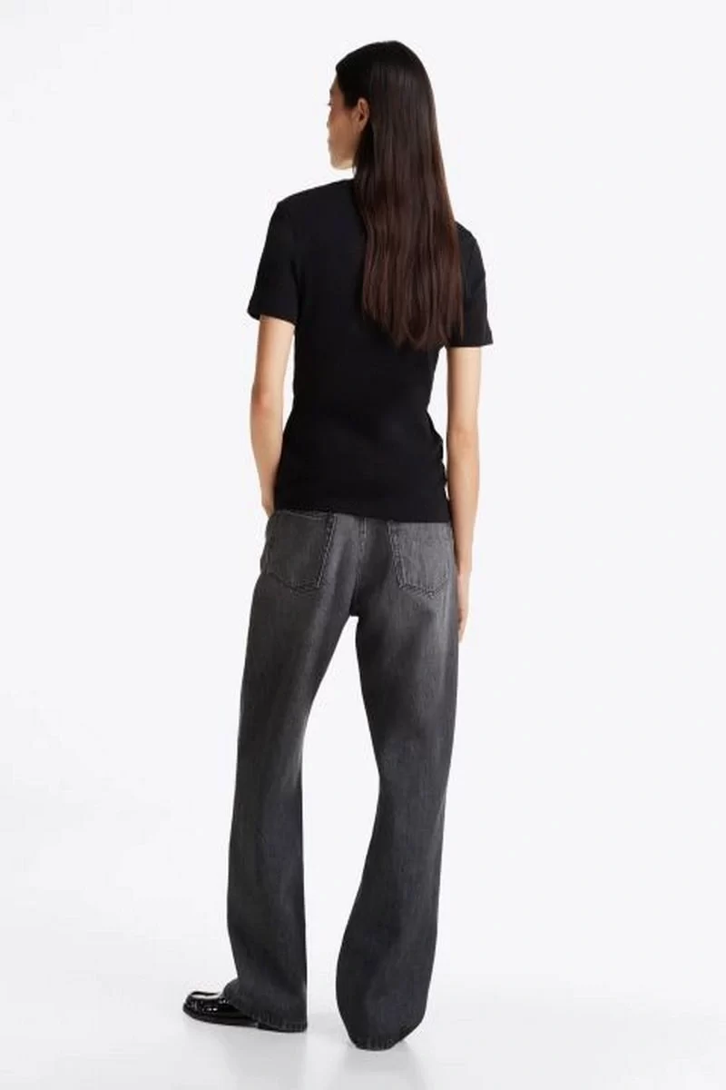Tommy Hilfiger Kadın  Siyah Yuvarlak  Yaka  Slim T-Shirt