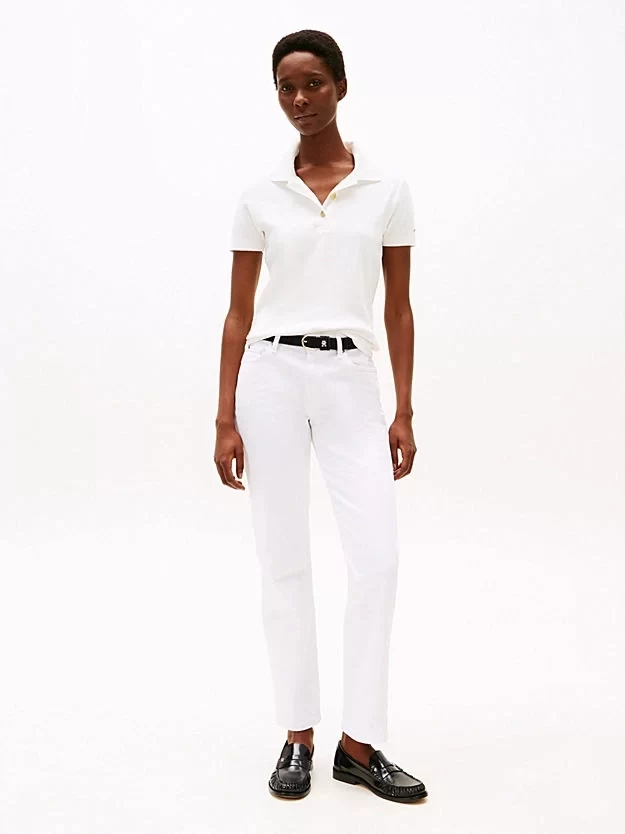 Tommy Hilfiger Kadın Altın Düğmeli Slim Polo Tişört