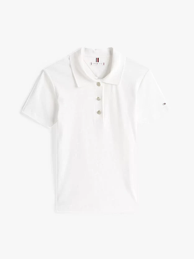 Tommy Hilfiger Kadın Altın Düğmeli Slim Polo Tişört