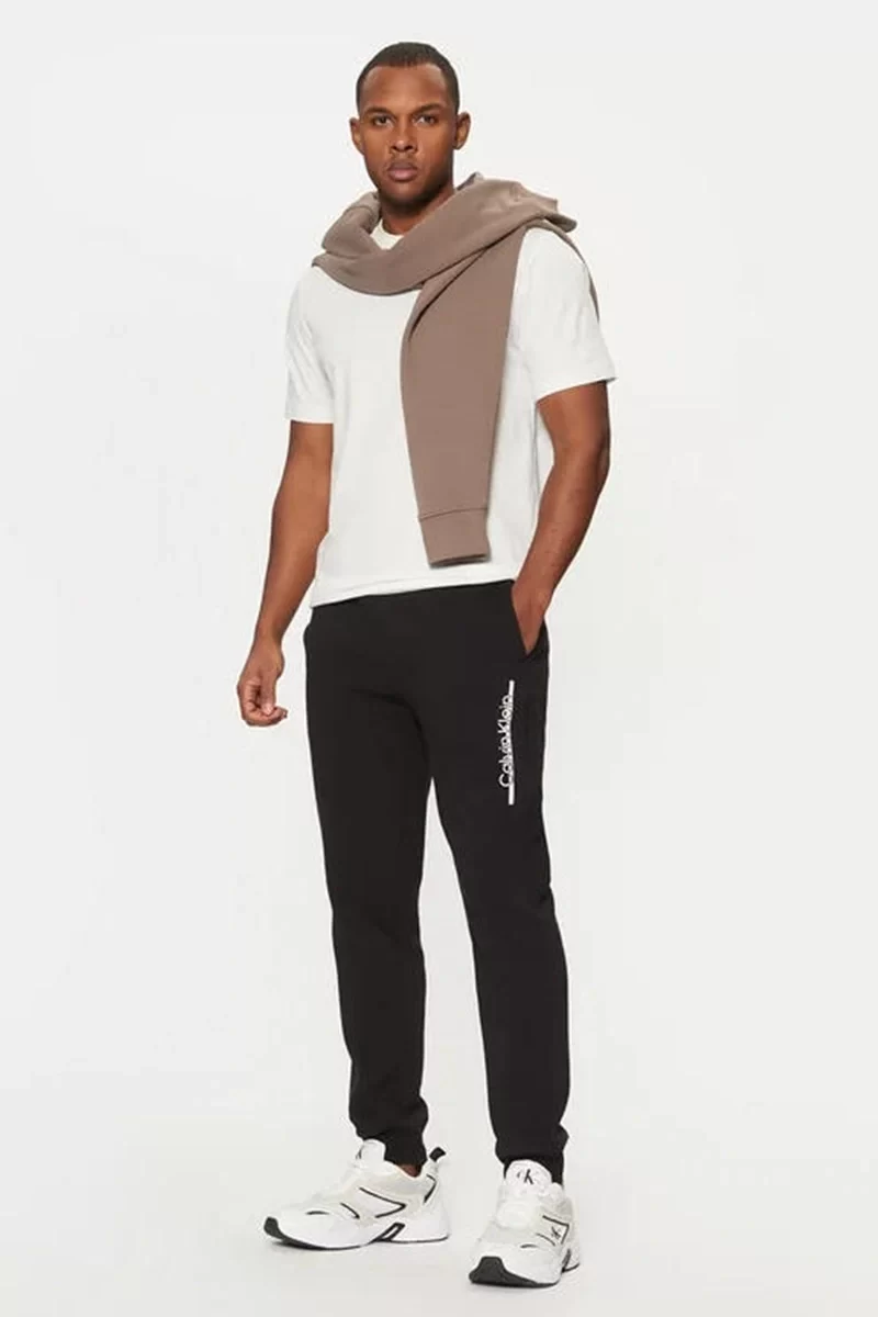 Calvin Klein Erkek Şerit Logo Slim Fit Siyah Eşofman Altı