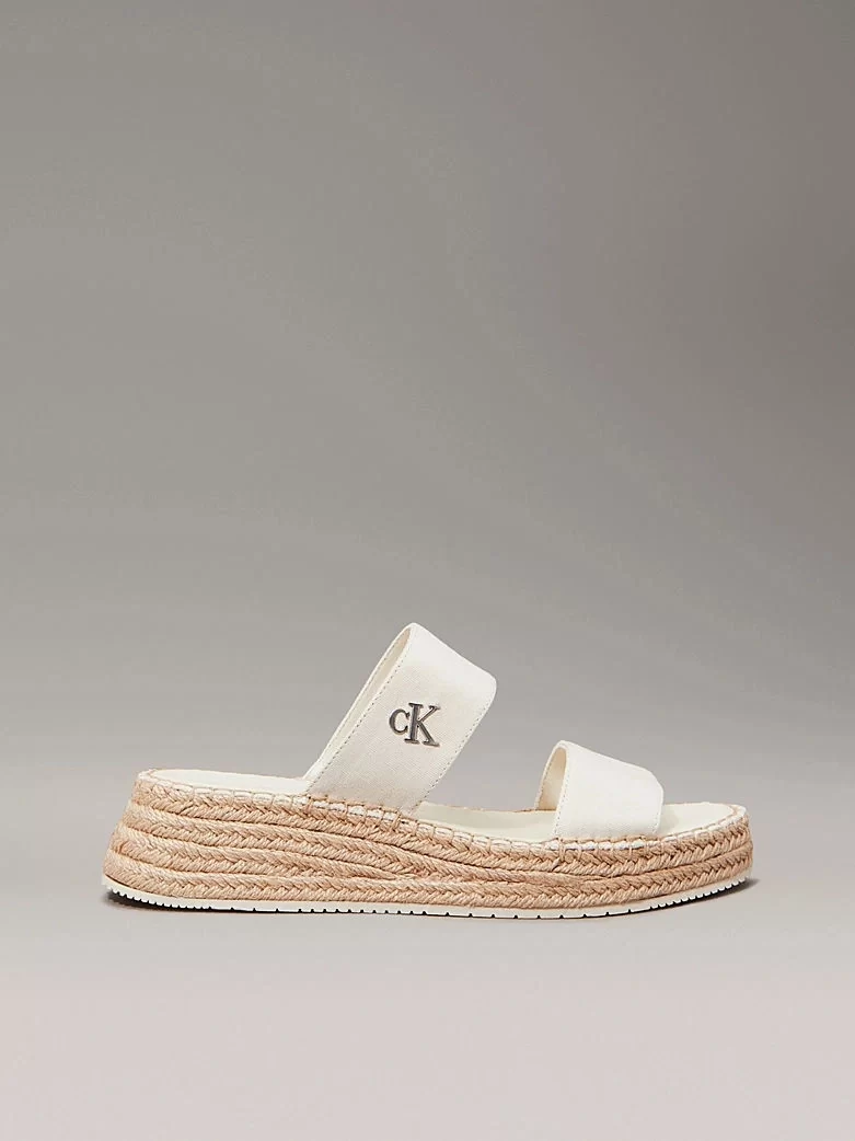 Calvin Klein Kadın Tuval Platform Espadril Terlik