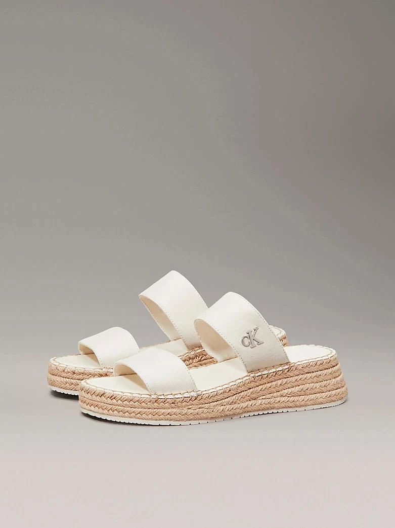 Calvin Klein Kadın Tuval Platform Espadril Terlik