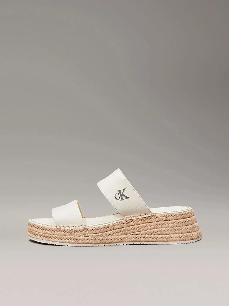 Calvin Klein Kadın Tuval Platform Espadril Terlik