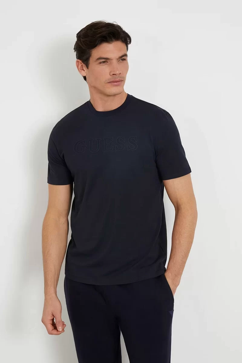 Guess Ss Alphy T-Shırt Erkek Lacivert T-Shirt Z2YI11J1314-DPM