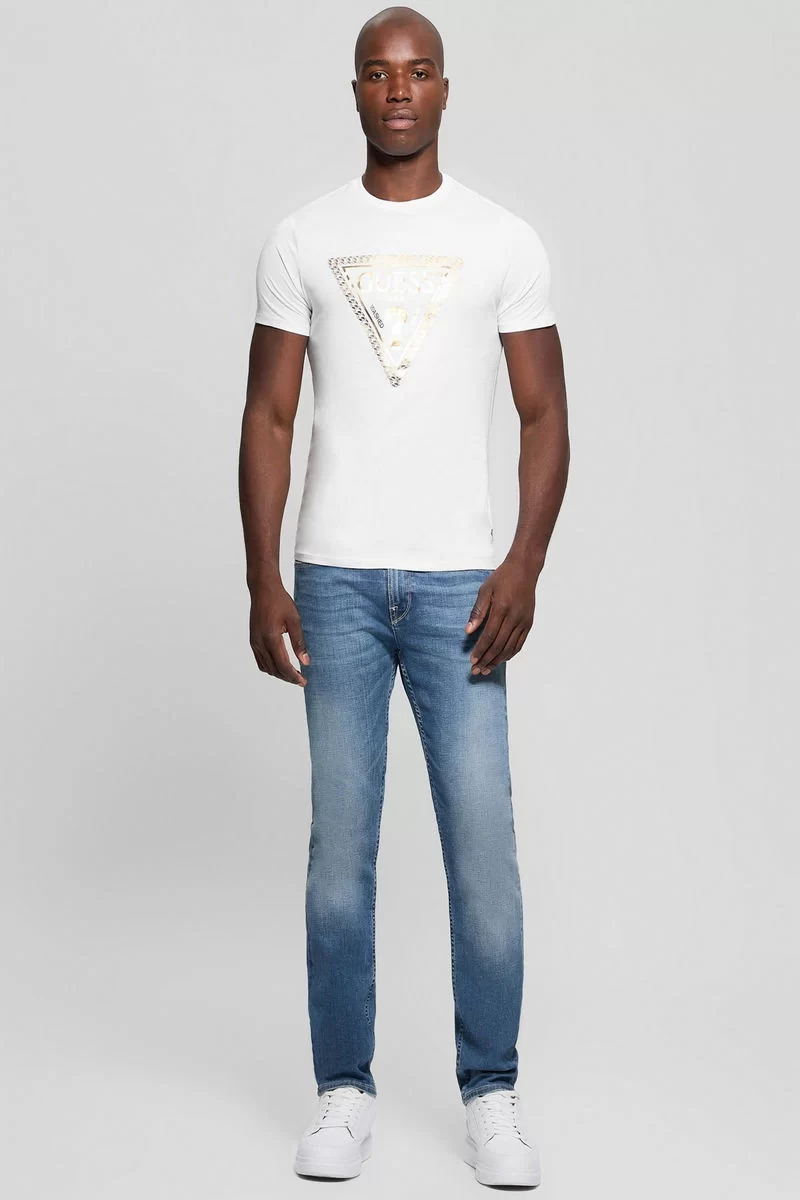 Guess Ss Bsc Chaın Trı Logo Tee Erkek Beyaz T-Shirt M5RI49K9RM1-G011