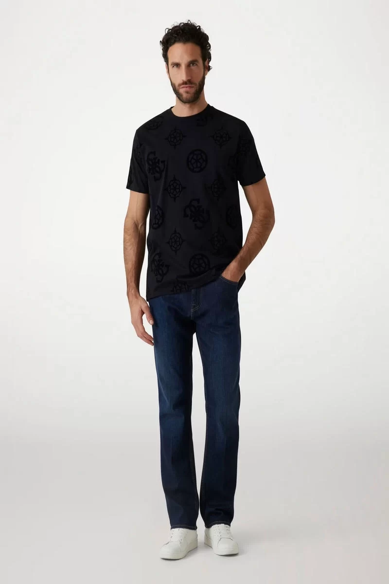 Guess Ss Bsc Guess Peony Prınt Tee Erkek Siyah T-Shirt M5RI46KBW41-JBLK