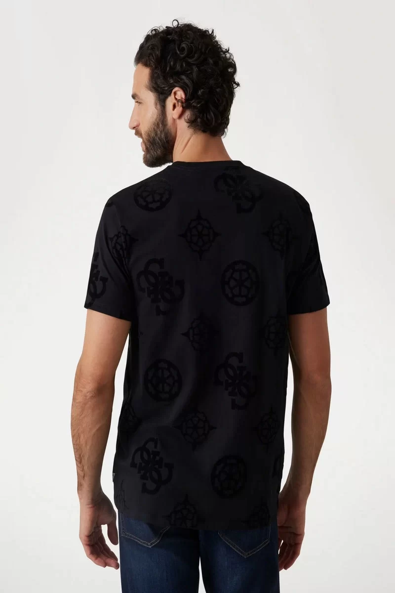 Guess Ss Bsc Guess Peony Prınt Tee Erkek Siyah T-Shirt M5RI46KBW41-JBLK