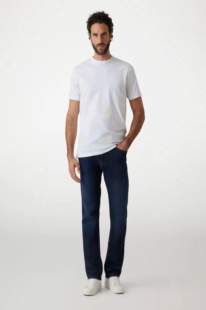 Guess Ss Bsc Guess Peony Prınt Tee Erkek Beyaz T-Shirt M5RI46KBW41-G011
