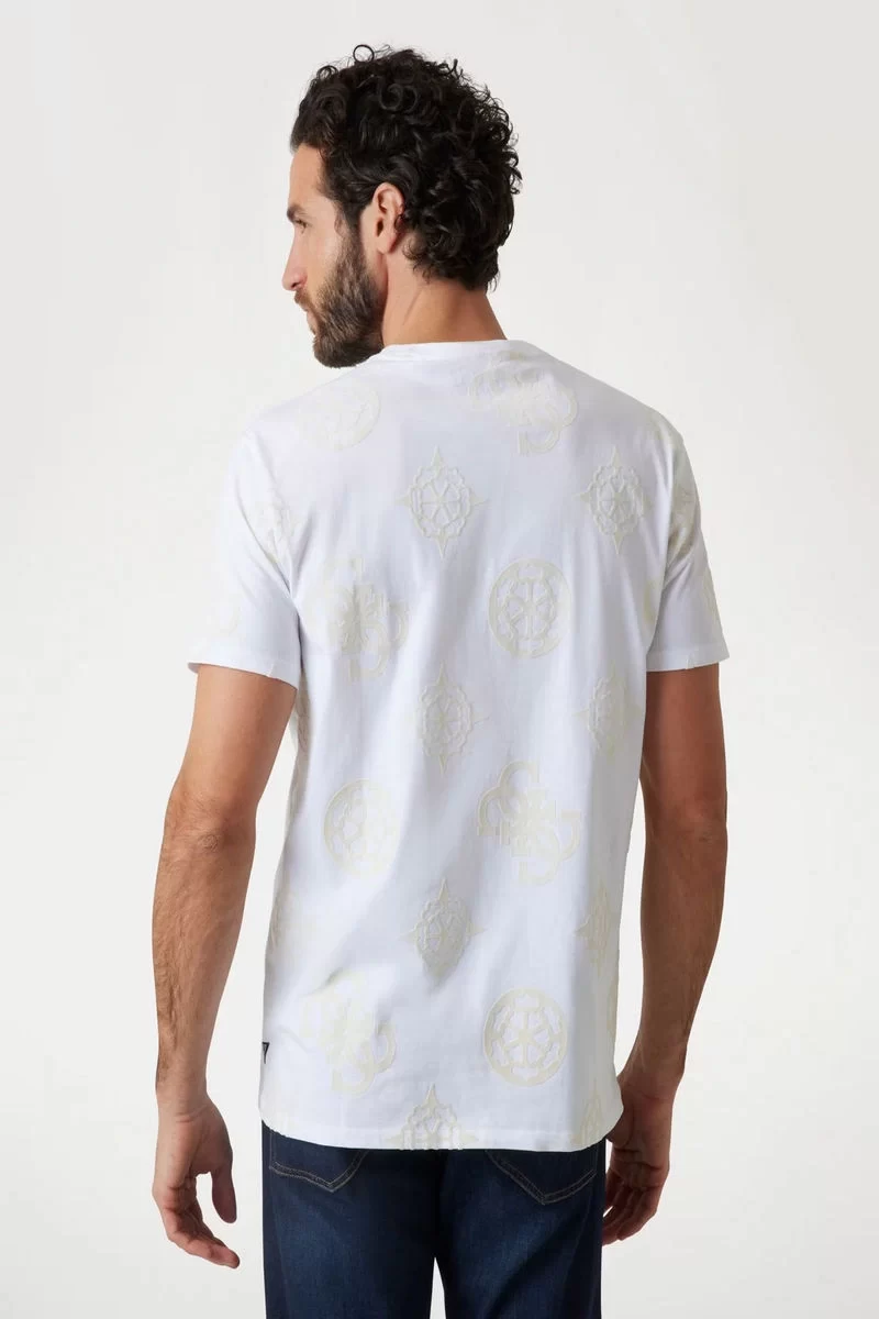 Guess Ss Bsc Guess Peony Prınt Tee Erkek Beyaz T-Shirt M5RI46KBW41-G011