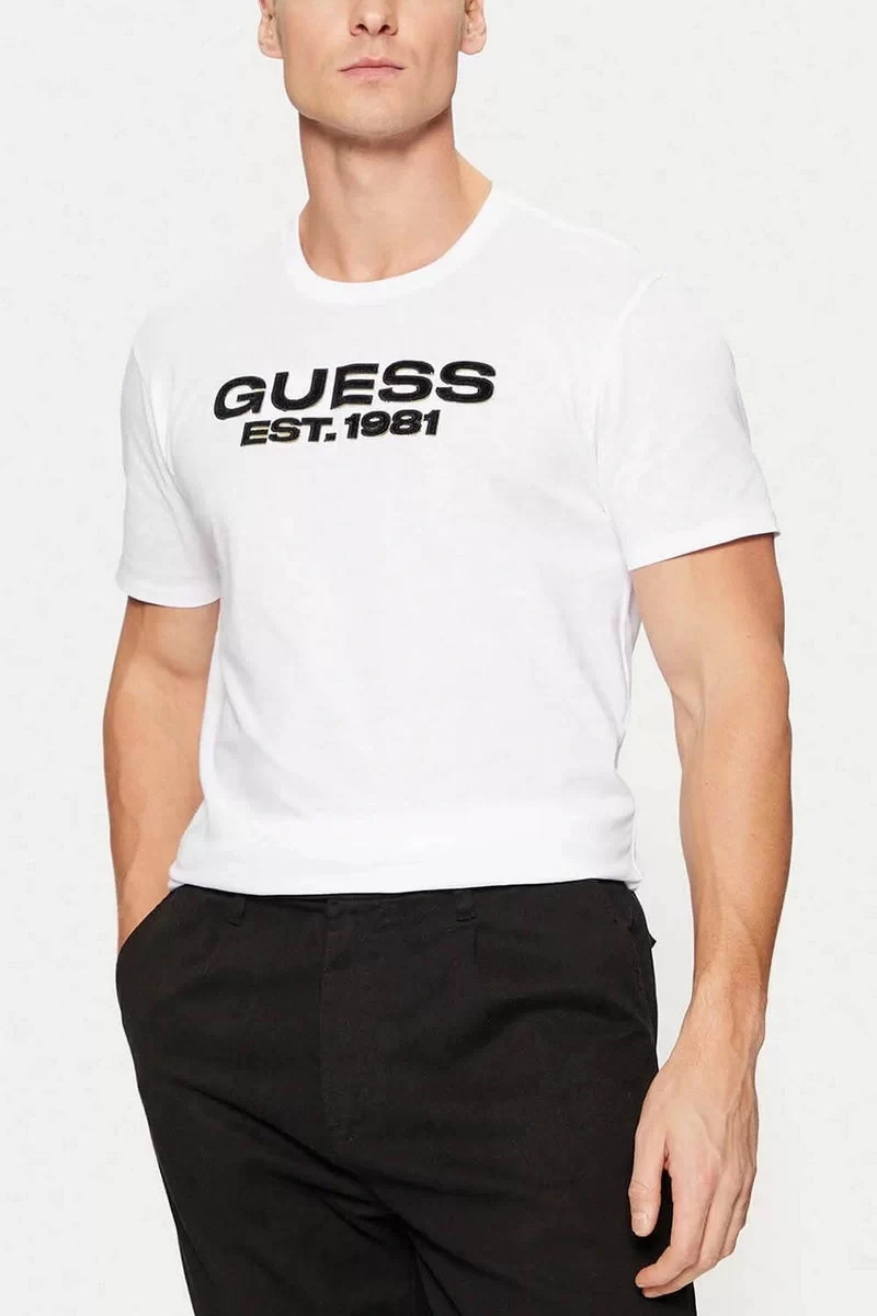 Guess Erkek Beyaz Logolu T-Shirt
