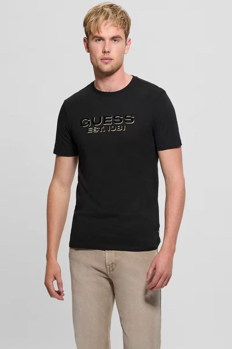 Guess Erkek Siyah Logolu T-Shirt