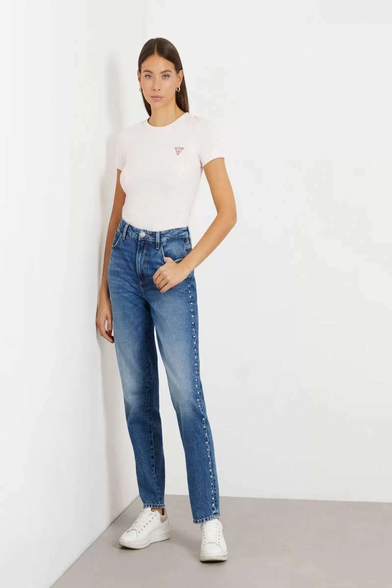 Guess Ss Cn Mını Trıangle Tee Kadın Pembe T-Shirt W2YI44J1314-A60W