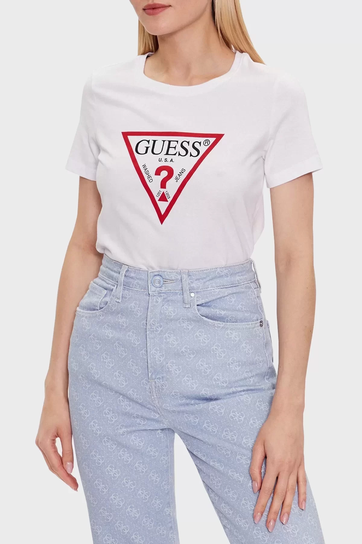 Guess Ss Cn Orıgınal Tee Kadın Beyaz T-Shirt W1YI1BI3Z14-G011