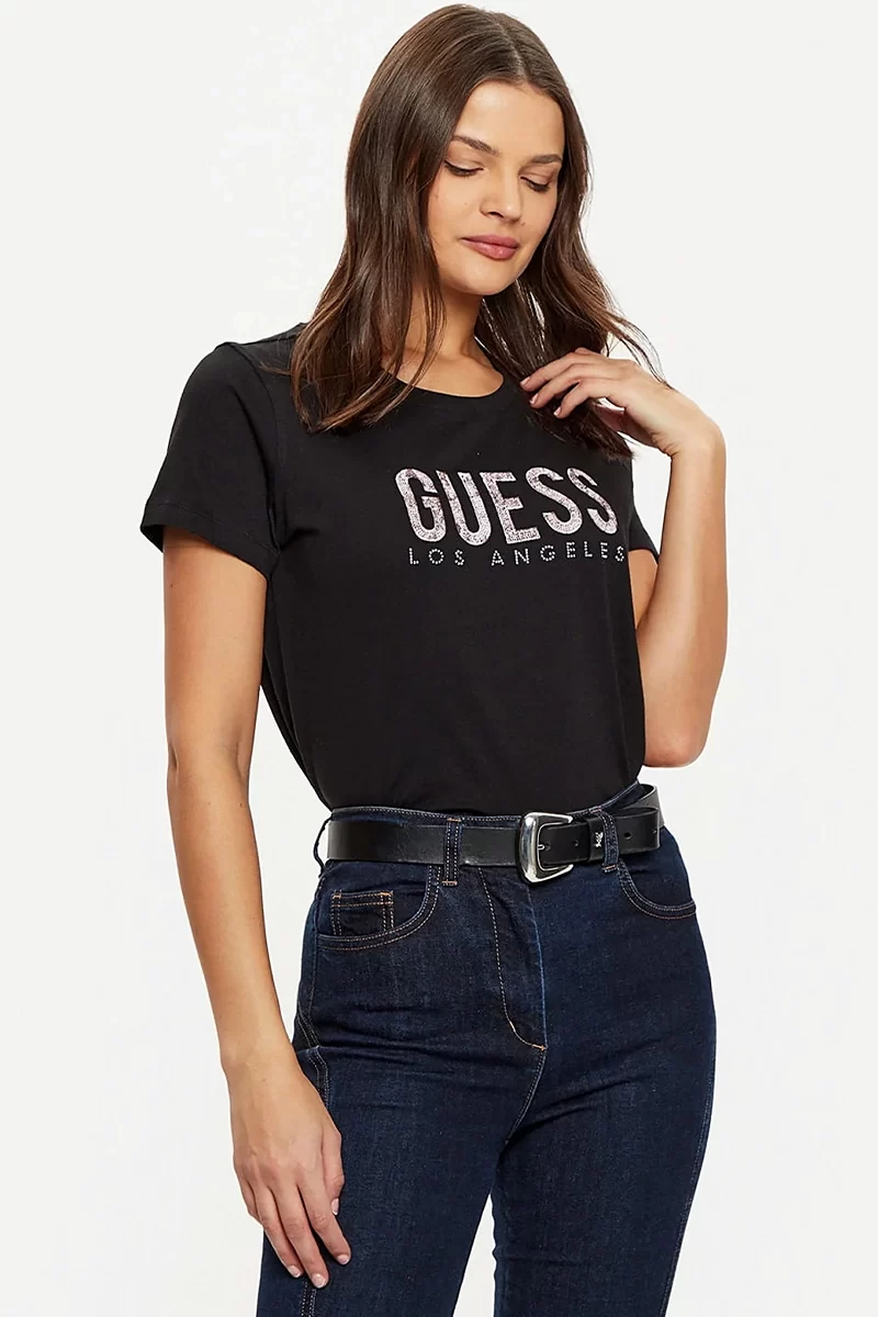 Guess Ss Cn Python Logo Tee Kadın Siyah T-Shirt W5RI19I3Z14-JBLK