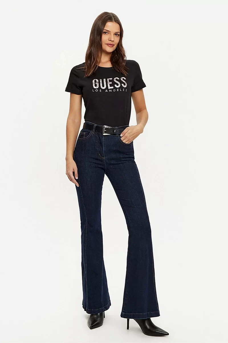 Guess Ss Cn Python Logo Tee Kadın Siyah T-Shirt W5RI19I3Z14-JBLK