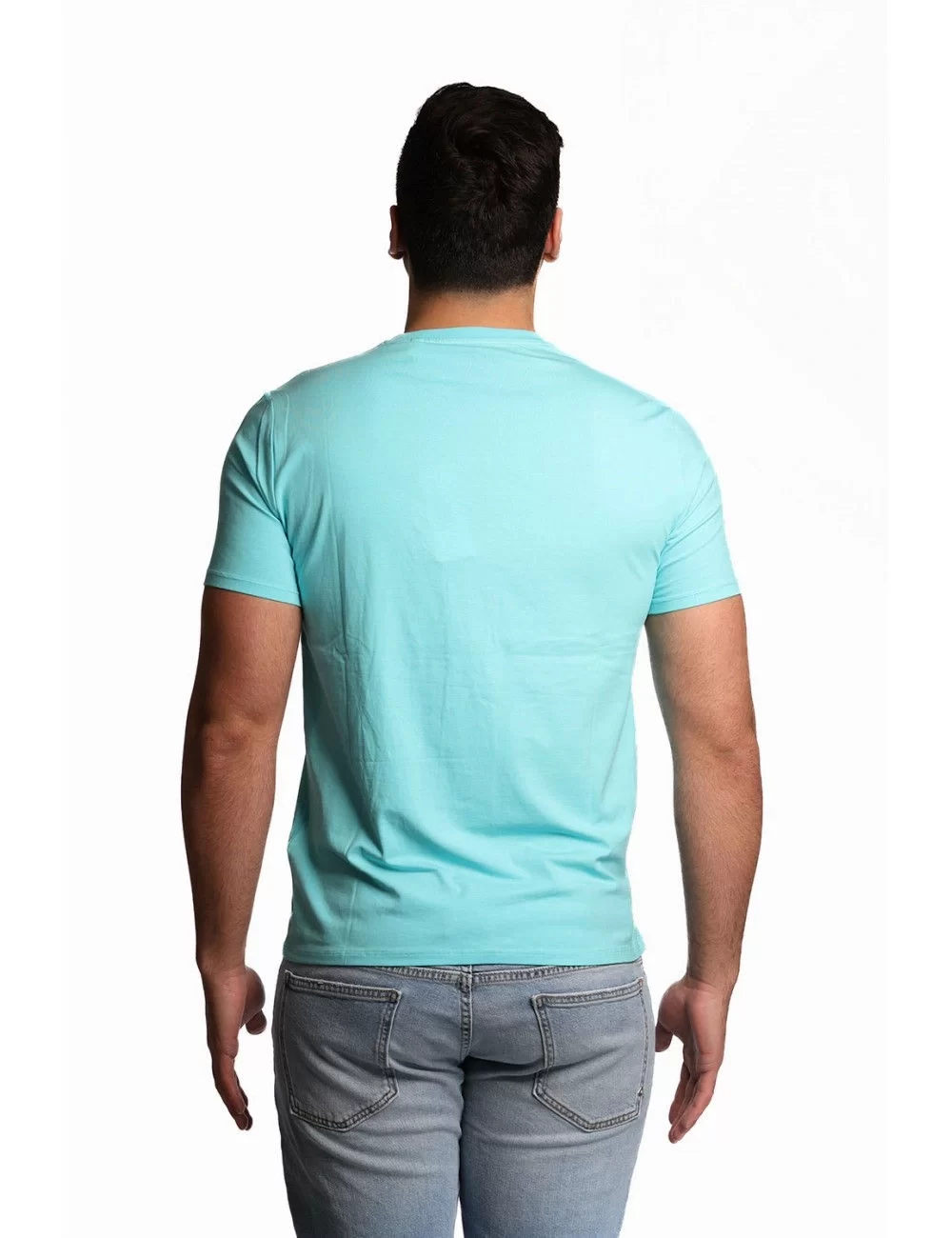 Guess Ss Cn Trıangle Palm Tee Erkek Mavi T-Shirt F5GI00J1314-A73B