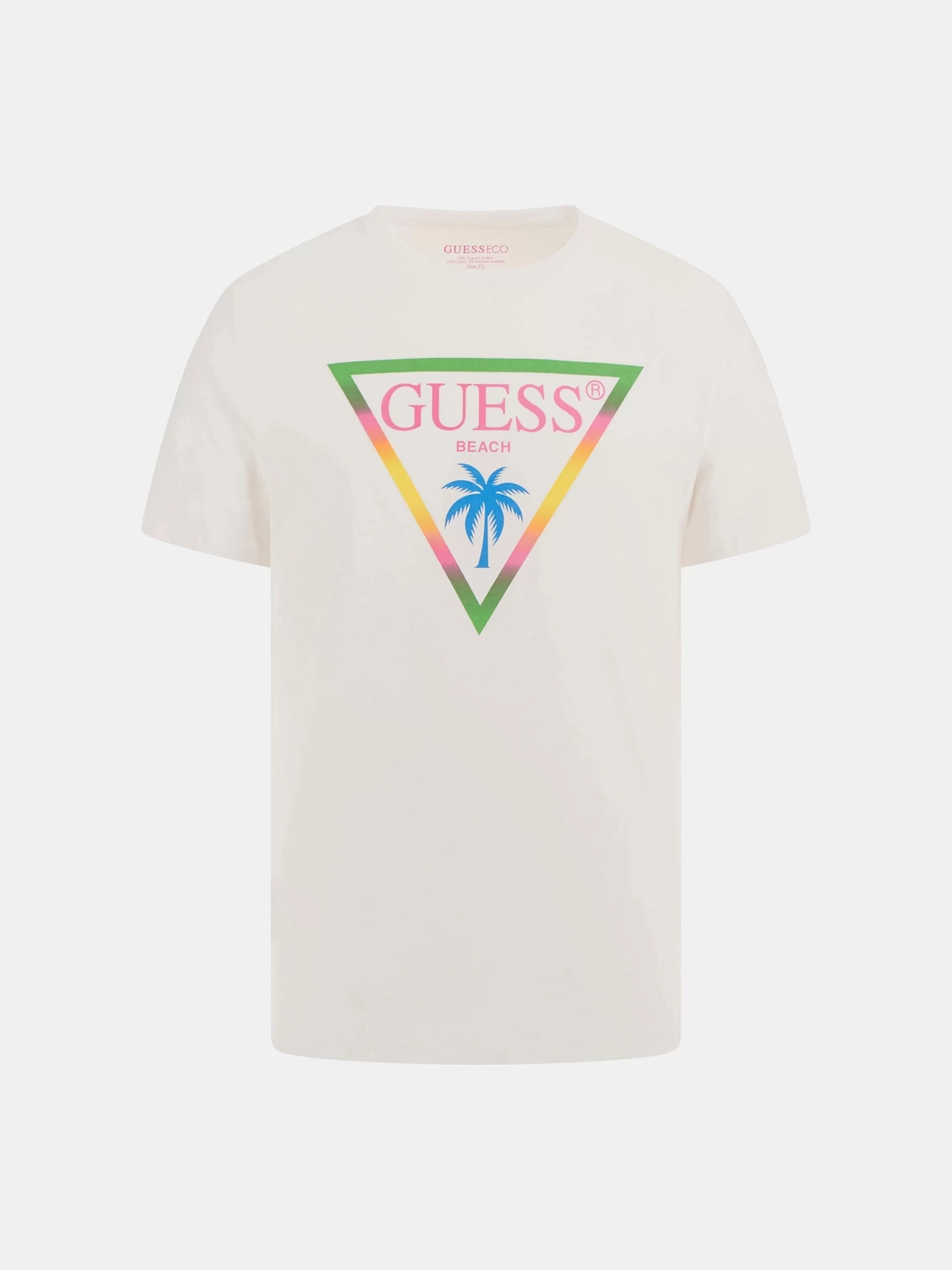 Guess Ss Cn Trıangle Palm Tee Erkek Beyaz T-Shirt F5GI00J1314-G011