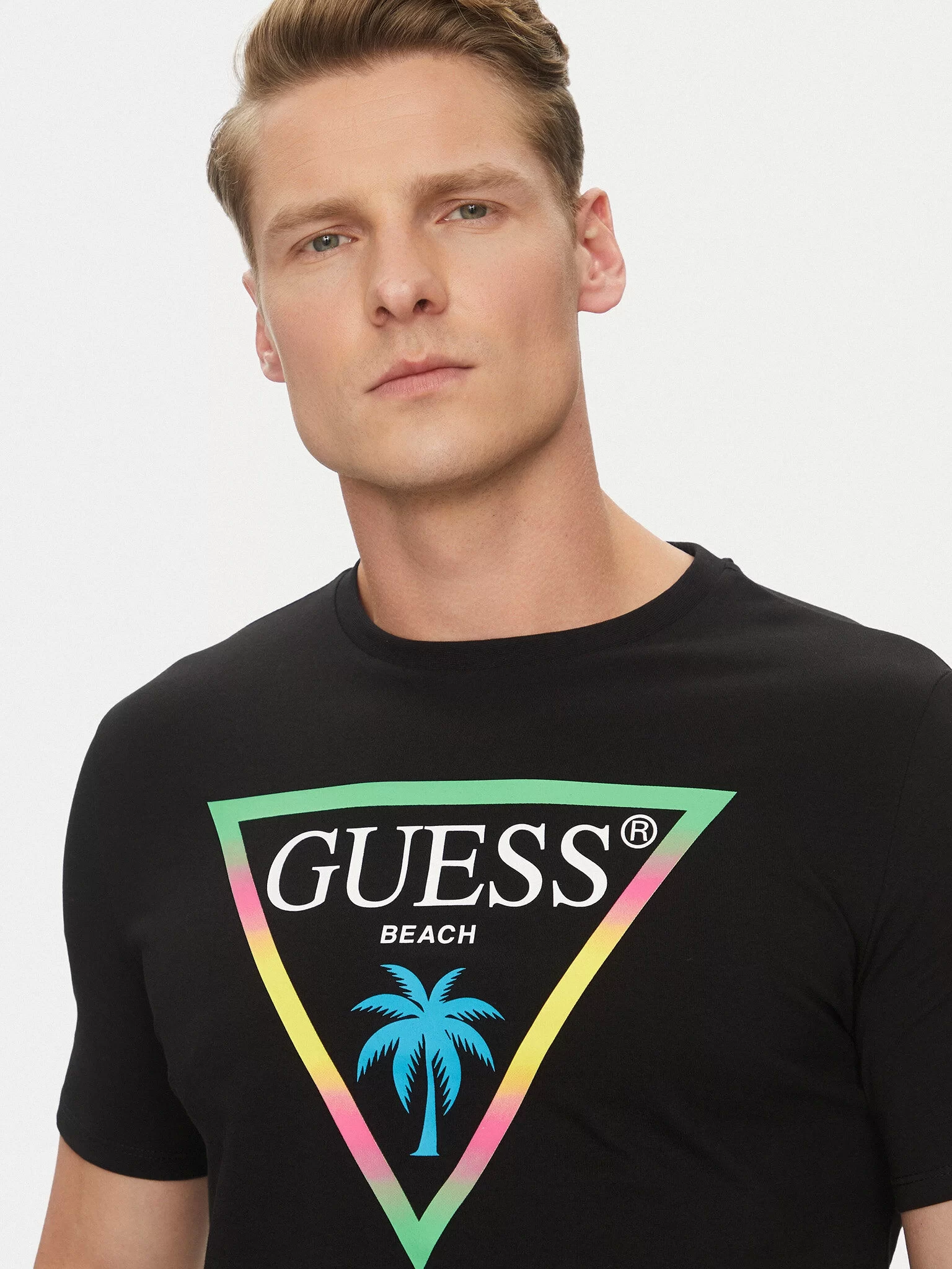 Guess Ss Cn Trıangle Palm Tee Erkek Siyah T-Shirt F5GI00J1314-JBLK