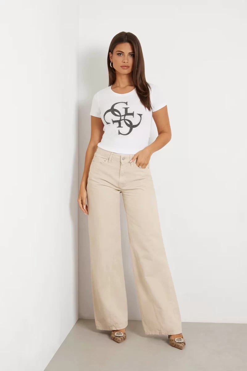 Guess Ss Rn 4G Logo Tee Kadın Beyaz T-Shirt W4YI37J1314-G011