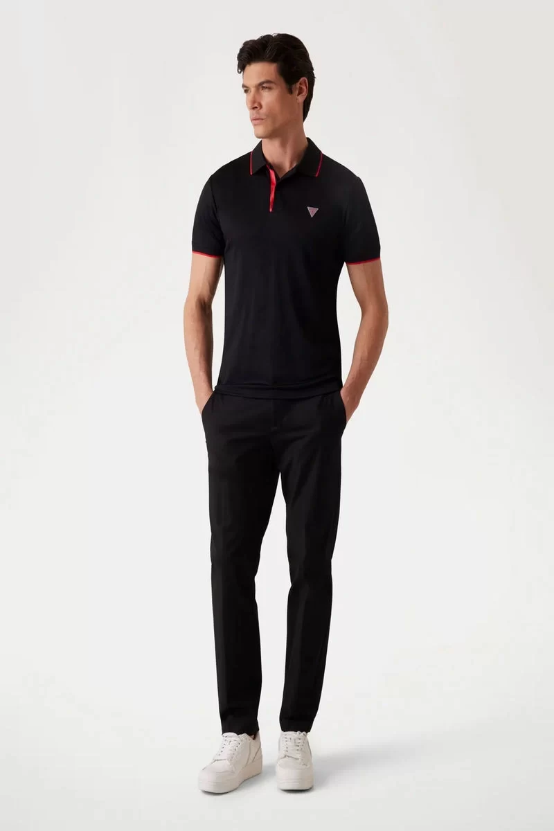 Guess Ss Tech Stretch Polo Erkek Siyah T-Shirt M4YP35KCBM0-JBLK