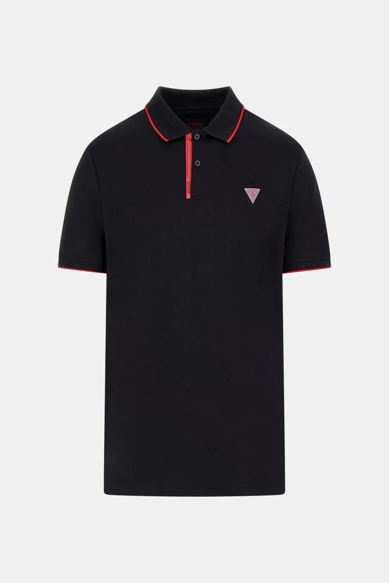 Guess Ss Tech Stretch Polo Erkek Siyah T-Shirt M4YP35KCBM0-JBLK