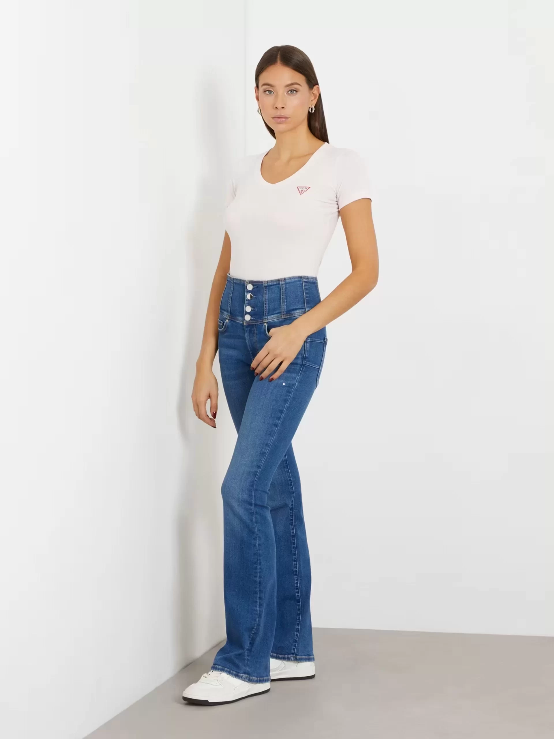 Guess Ss Vn Mını Trıangle Tee Kadın Pembe T-Shirt W2YI45J1314-A60W