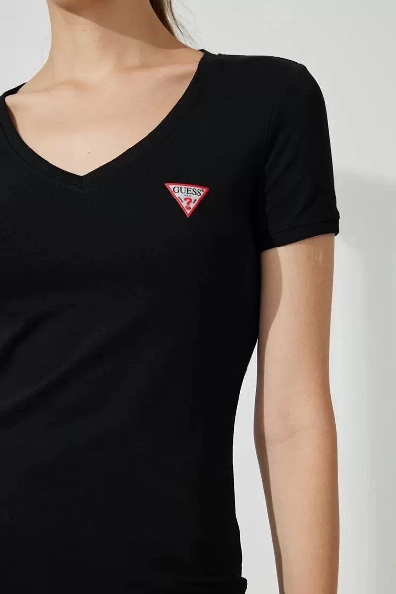 Guess Ss Vn Mını Trıangle Tee Kadın Siyah T-Shirt W2YI45J1314-JBLK