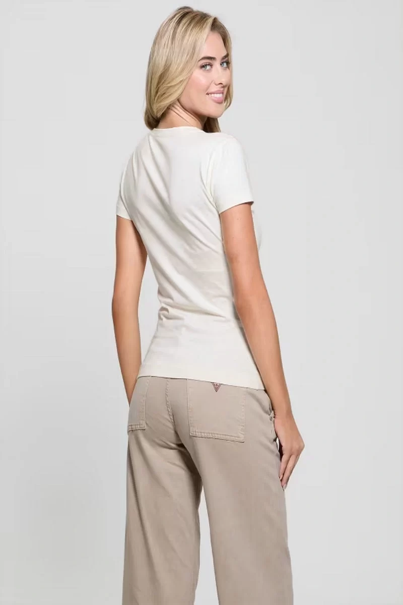 Guess Ss Vn Python Trıangle Tee Kadın Beyaz T-Shirt W5RI21J1314-G012