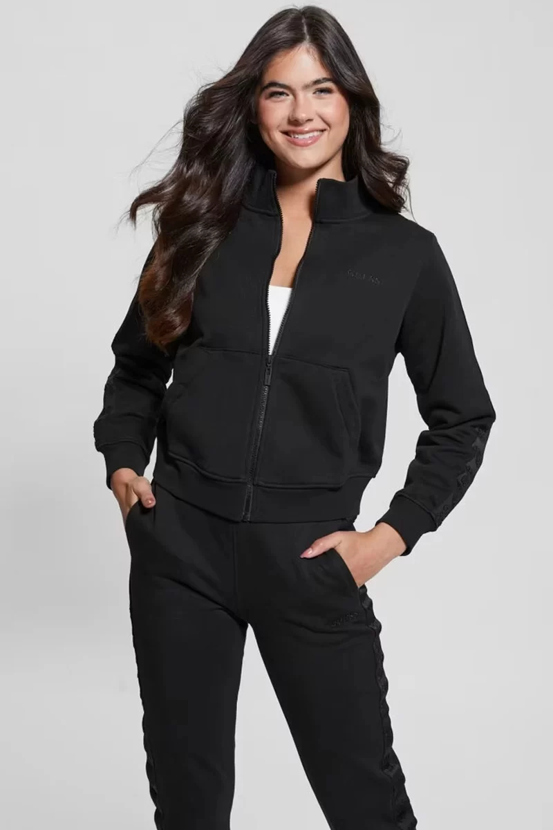 Guess Stacıe Full Zıp Sweatshırt Kadın Siyah Eşofman Üstü V4BQ01KC5O0-JBLK