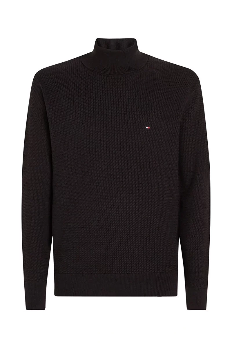 Tommy Hilfiger Yarım Balıkçı Yaka Siyah Erkek Kazak