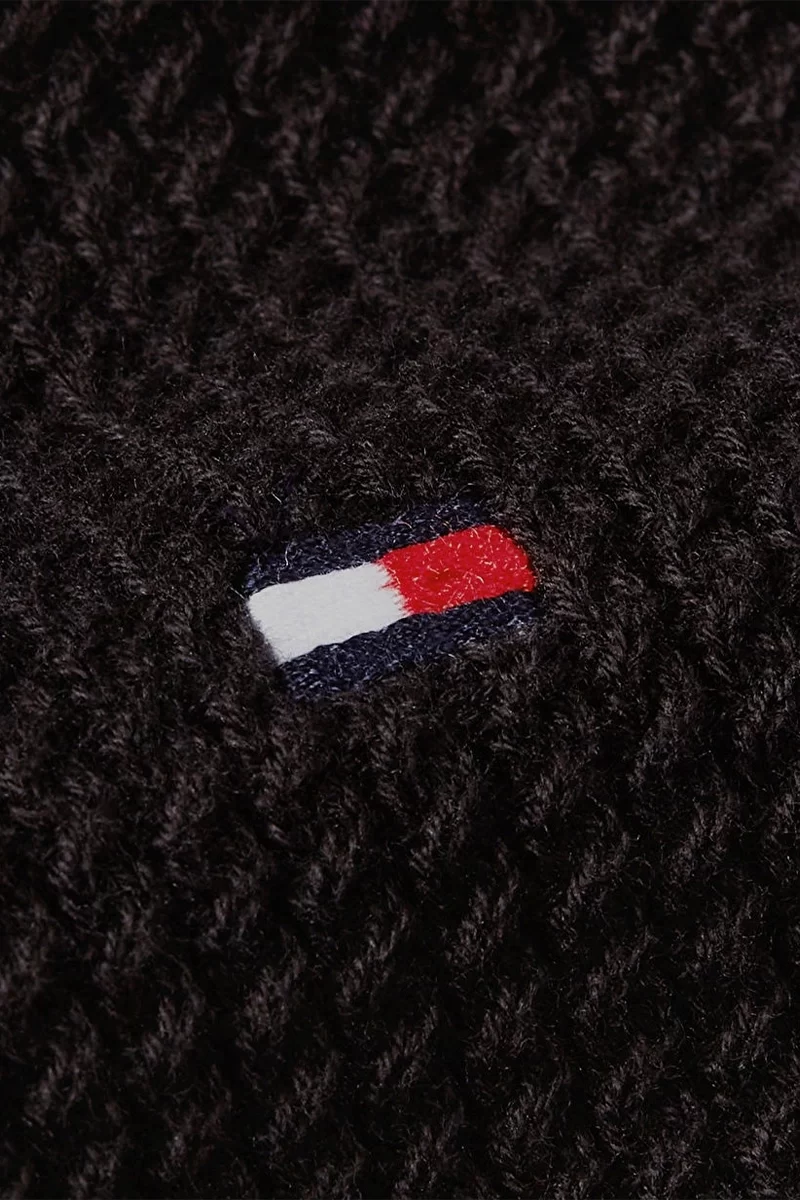 Tommy Hilfiger Yarım Balıkçı Yaka Siyah Erkek Kazak