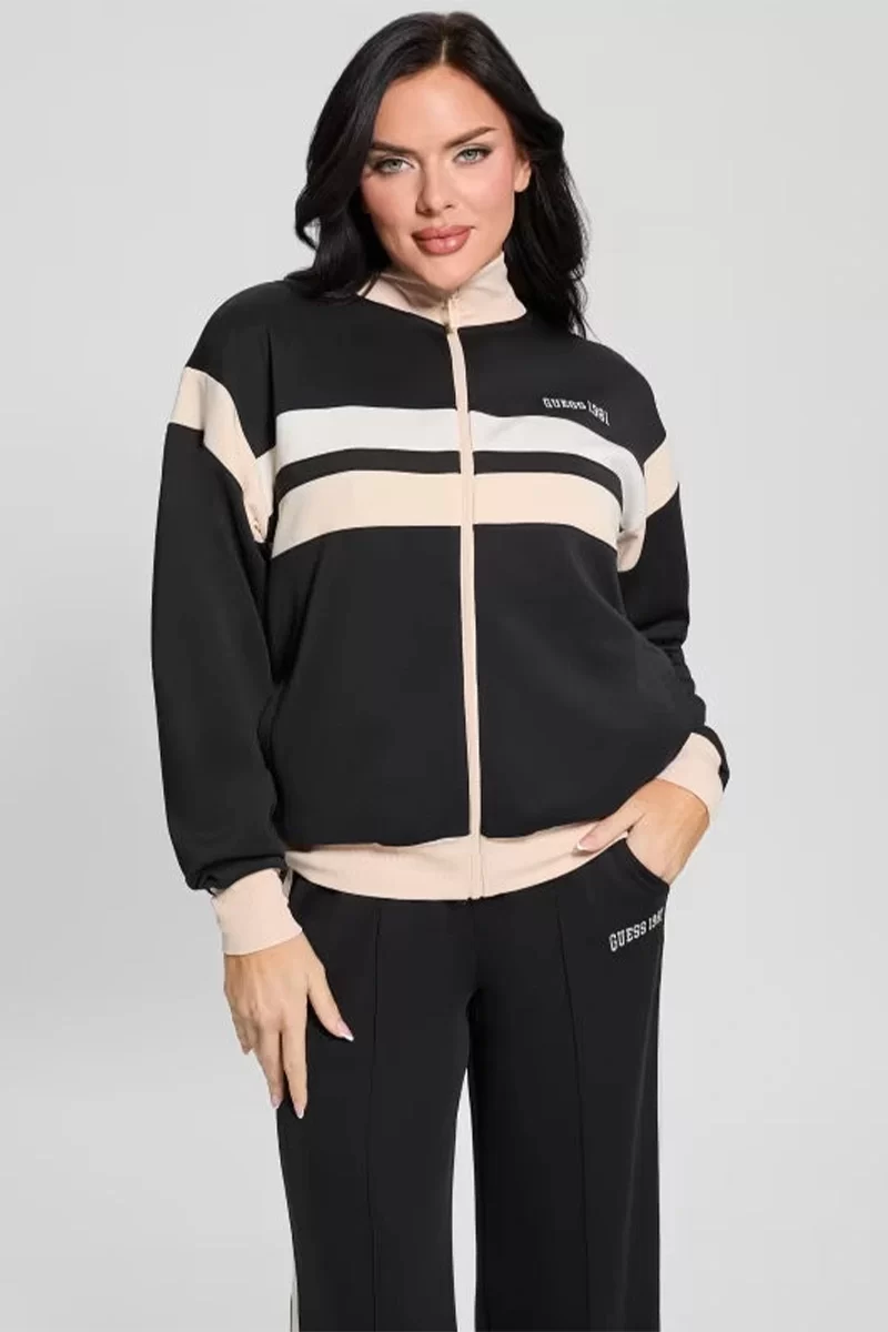 Guess Suzanne Full Zıp Sweatshırt Kadın Siyah Eşofman Üstü V5RQ00KCO72-G1I9