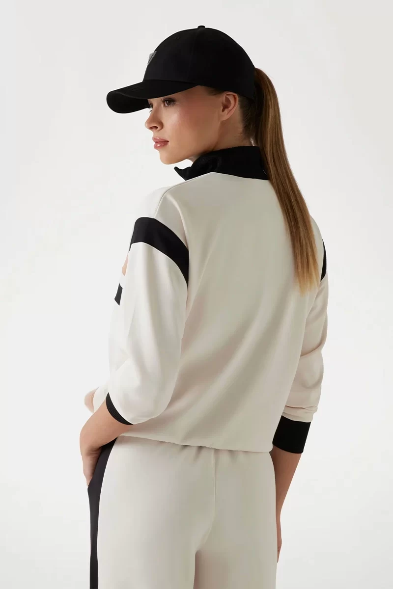 Guess Suzanne Full Zıp Sweatshırt Kadın Bej Eşofman Üstü V5RQ00KCO72-G6F4
