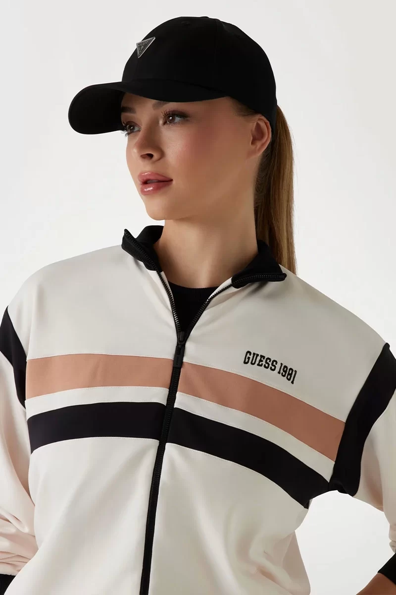 Guess Suzanne Full Zıp Sweatshırt Kadın Bej Eşofman Üstü V5RQ00KCO72-G6F4
