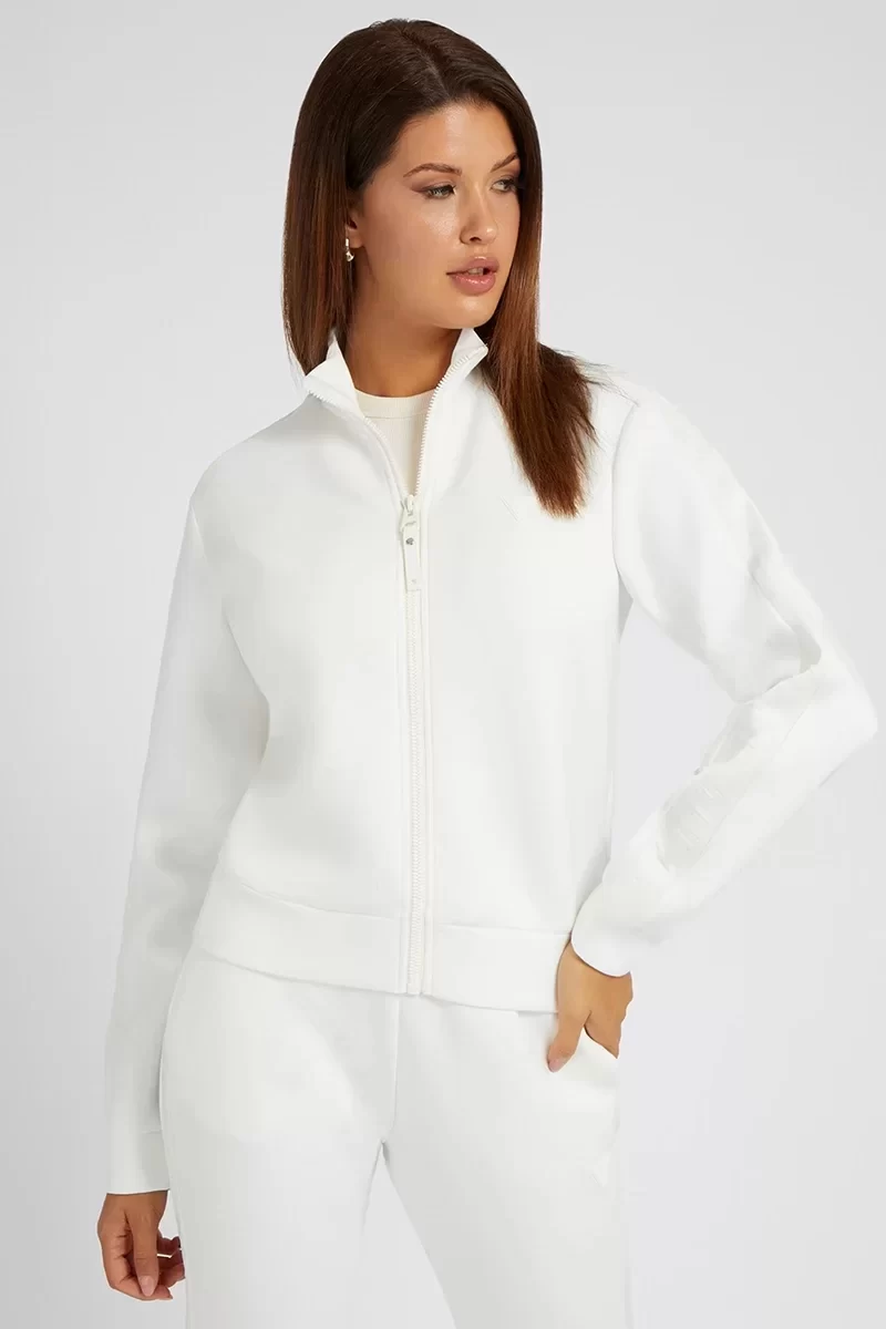 Guess New Allıe Scuba Zıp Sweatshırt Kadın Krem Eşofman Üstü V2YQ17K7UW2-G6K5