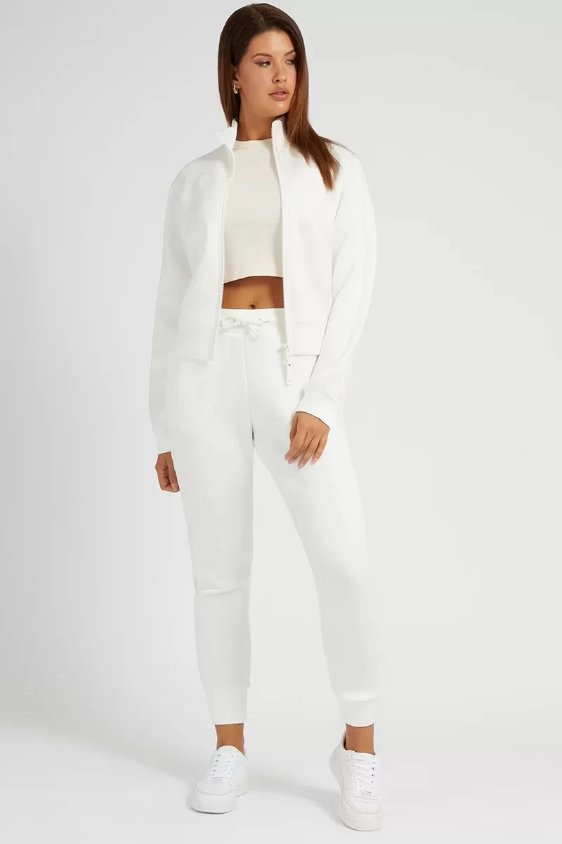 Guess New Allıe Scuba Zıp Sweatshırt Kadın Krem Eşofman Üstü V2YQ17K7UW2-G6K5