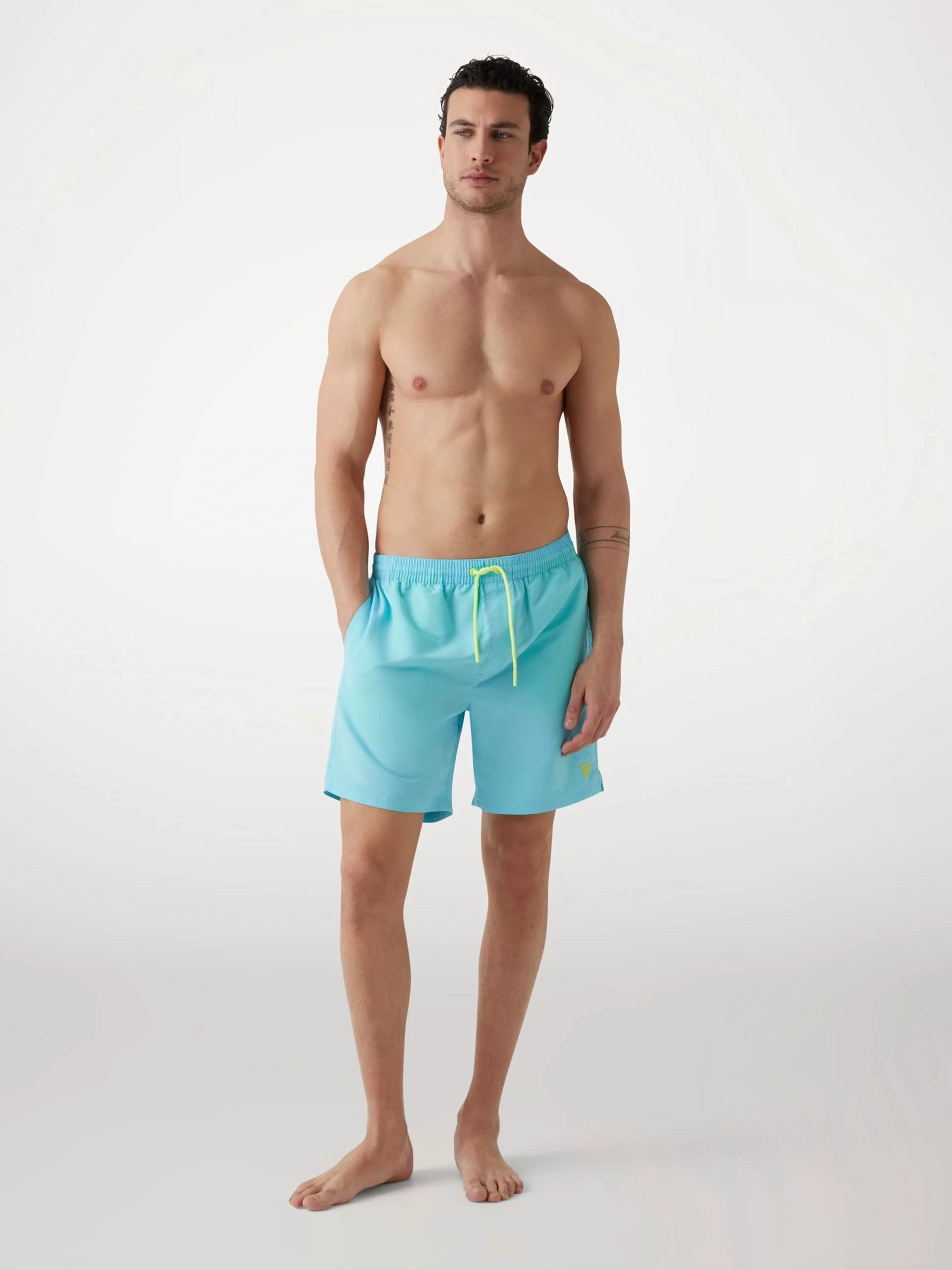 Guess Swımtrunk Neon Medıum Erkek Mavi Mayo F4GT03WG282-FB3V