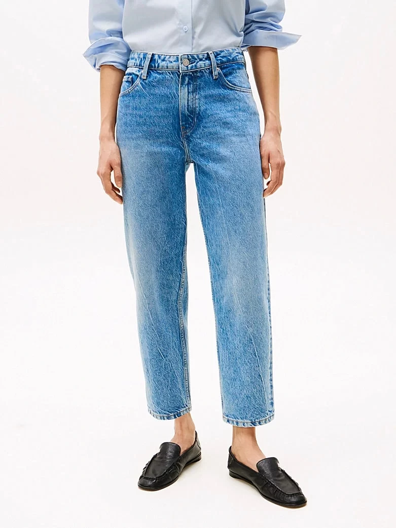 Tommy Hilfiger Kadın Mavi  Orta Bel Dar Paça Bilek Pantolon