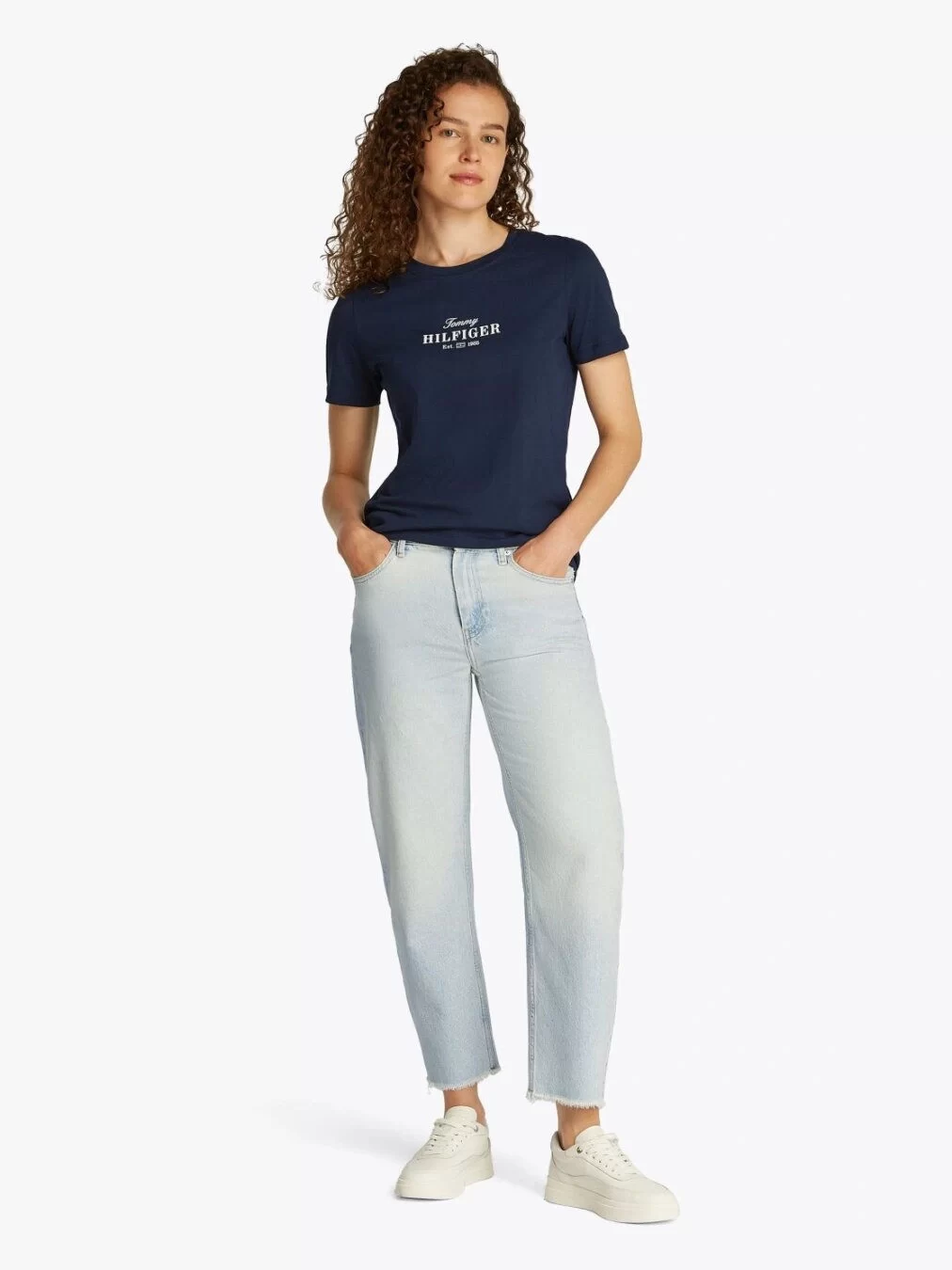 Tommy Hilfiger Kadın Açık Mavi Yüksek Bel Dar Paça Jean