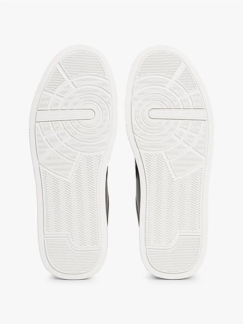 Tommy Hilfiger Erkek Siyah Court Deri Detaylı Sneaker