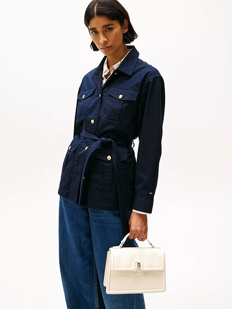 Tommy Hilfiger Kadın Bej Turn Lock Çapraz Askılı Çanta