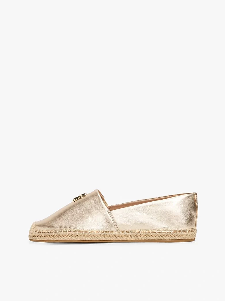 Tommy Hilfiger Kadın Gümüş Deri Metalik Logolu Espadril
