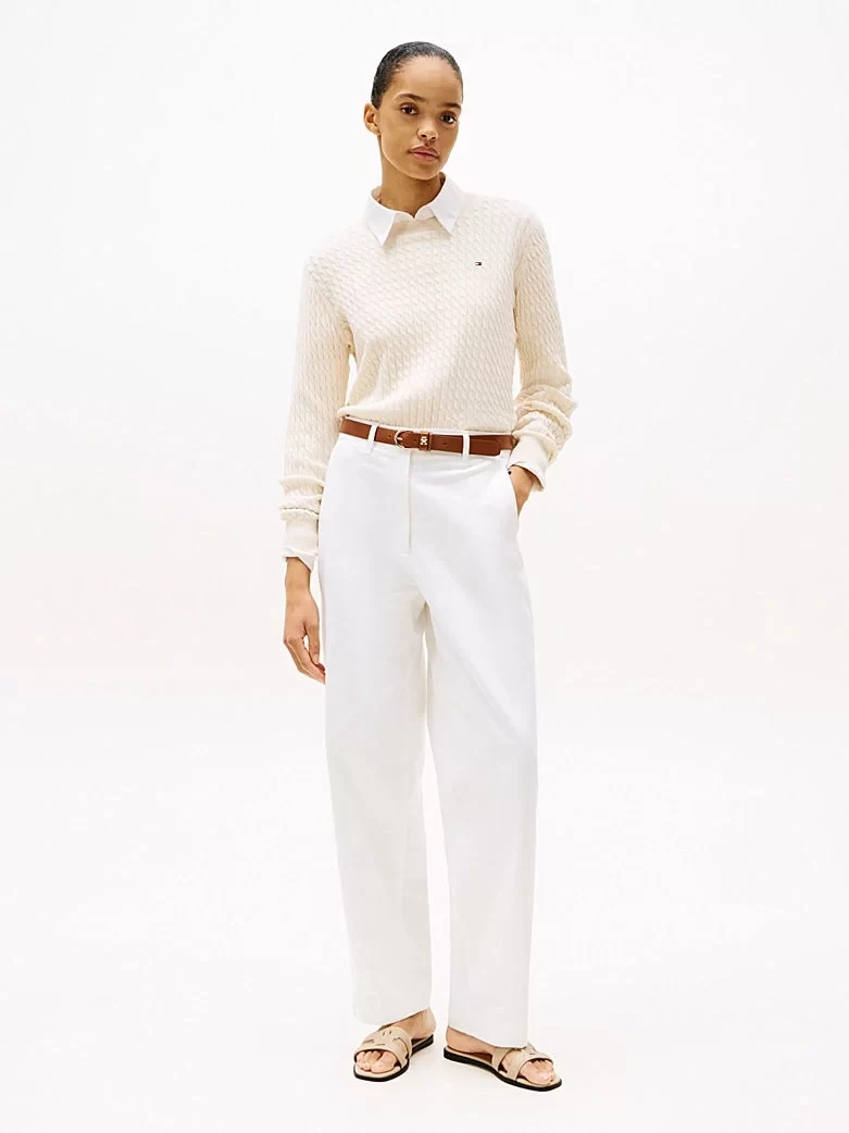 Tommy Hilfiger Kadın Bej Logolu Bantlı Mule Terlik