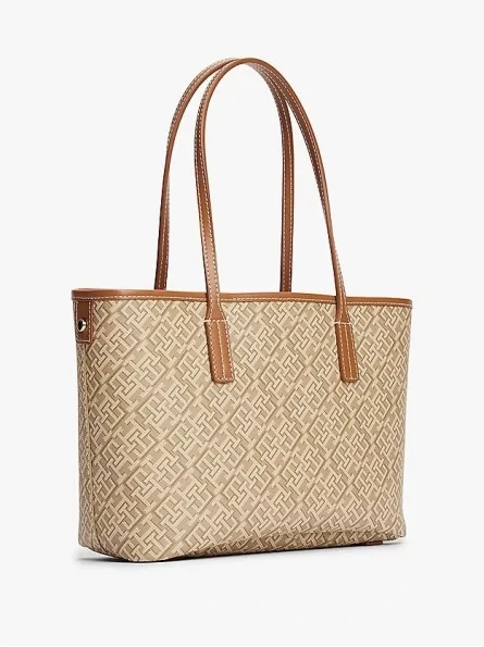 Tommy Hilfiger Kadın Kahverengi Monoplay Deri Tote Çanta