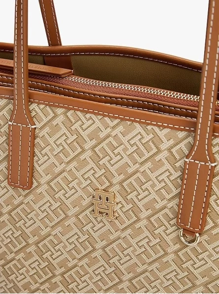 Tommy Hilfiger Kadın Kahverengi Monoplay Deri Tote Çanta