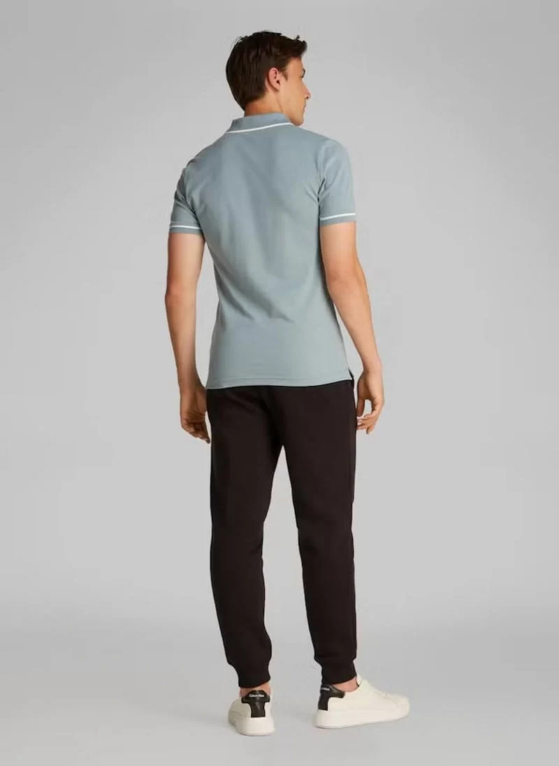 Calvin Klein Erkek Şeritli Logolu Mavi Polo Yaka T-shirt
