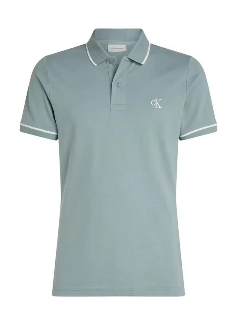 Calvin Klein Erkek Şeritli Logolu Mavi Polo Yaka T-shirt