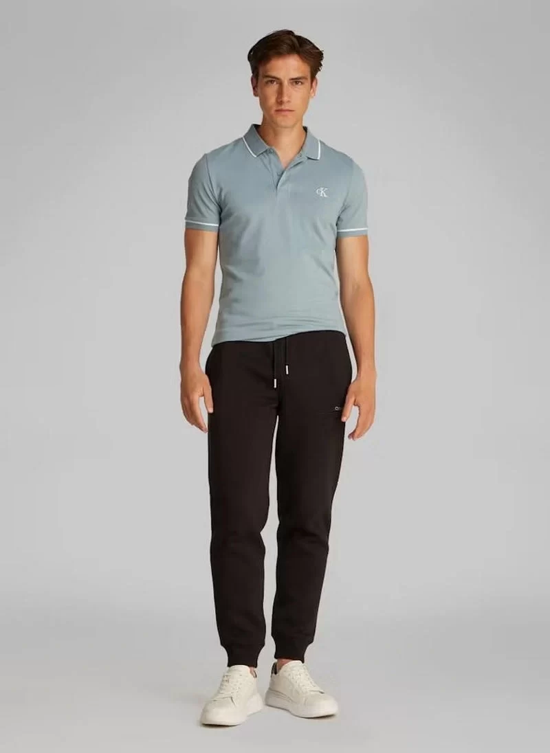Calvin Klein Erkek Şeritli Logolu Mavi Polo Yaka T-shirt