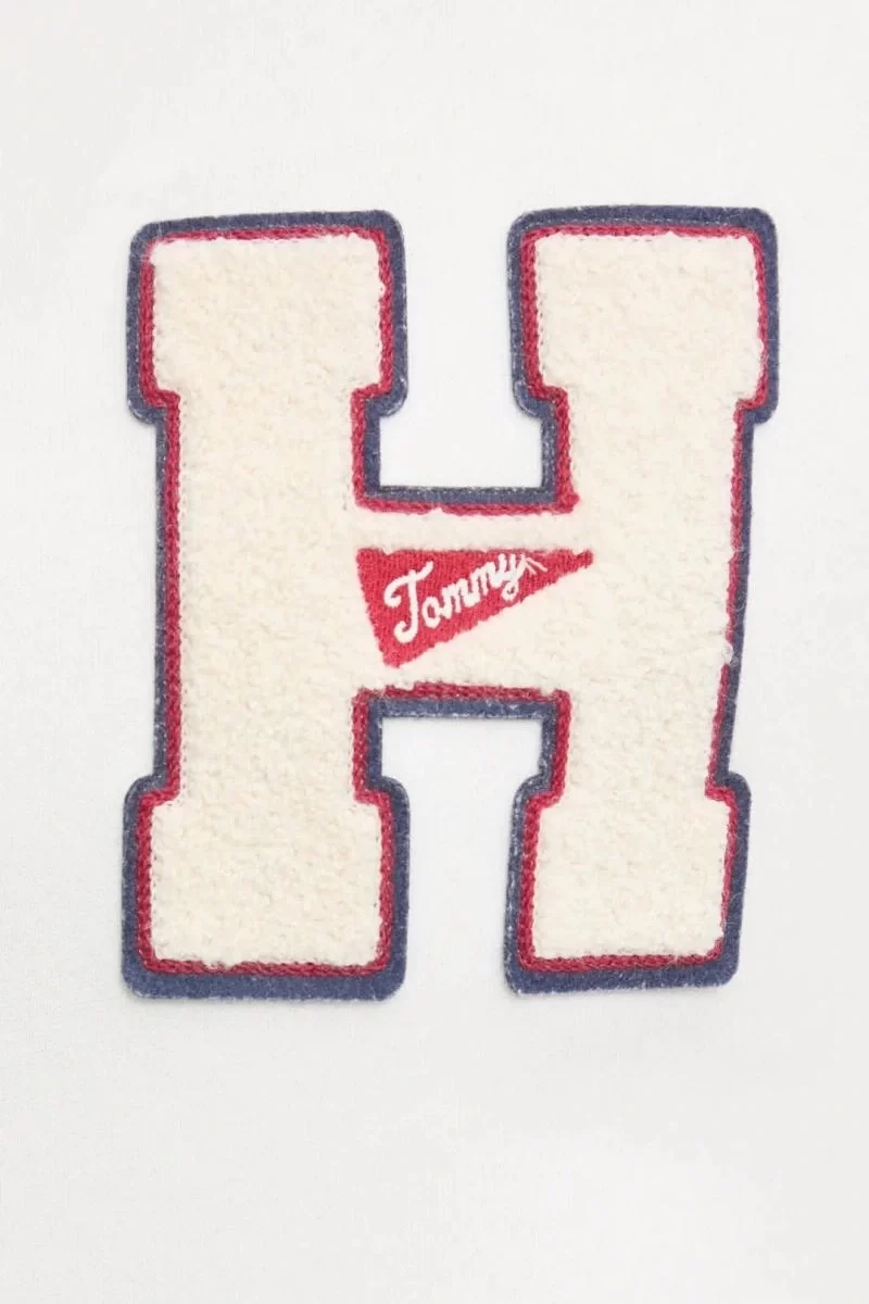 Tommy  Jeans  Erkek Beyaz Fermuarlı Sweatshirt