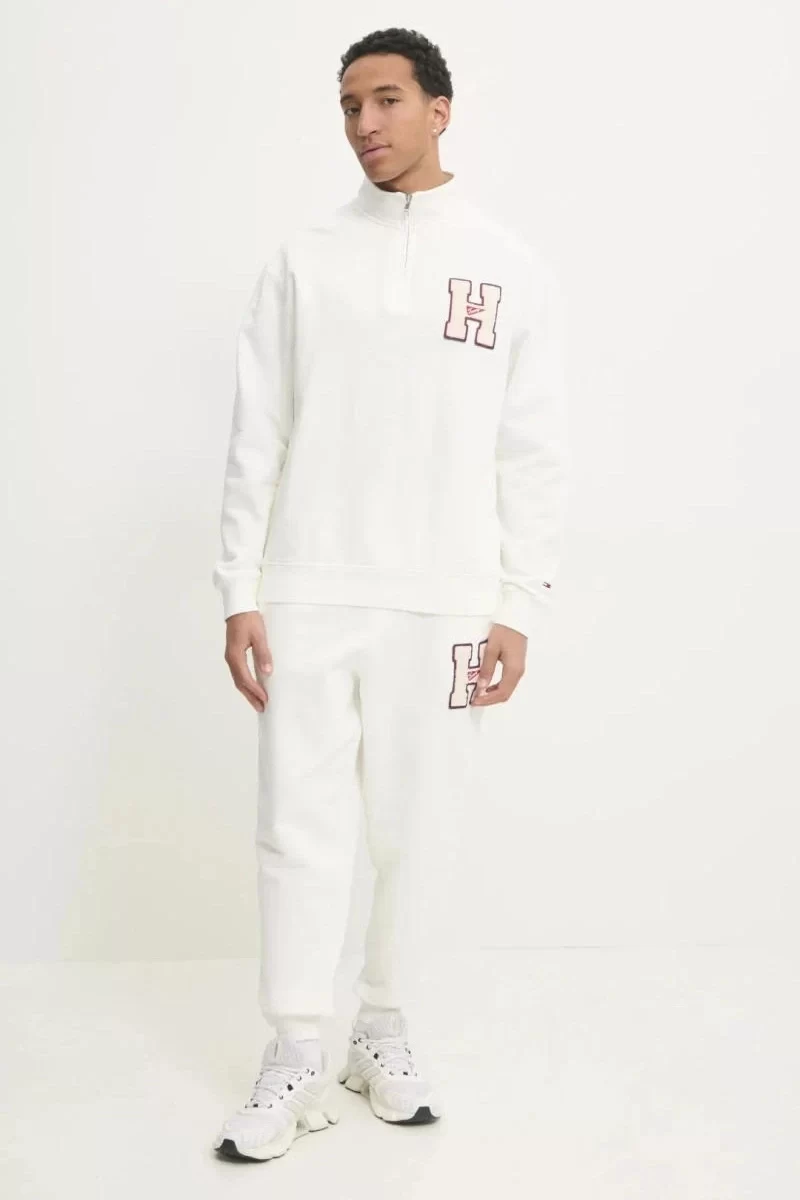 Tommy  Jeans  Erkek Beyaz Fermuarlı Sweatshirt